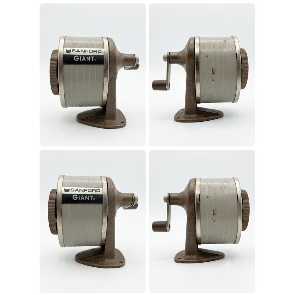 Vintage Sanford Giant Pencil Sharpener Industrial Multi Hole Hand Crank Metal
